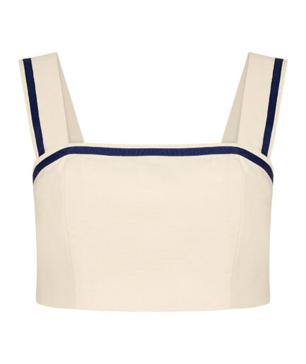 PARELTHON TOP CREME-BLUE
