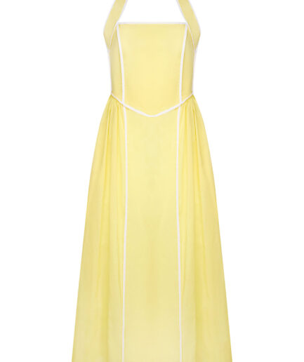 ALMYRA DRESS YELLOW/WHITE MIDI
