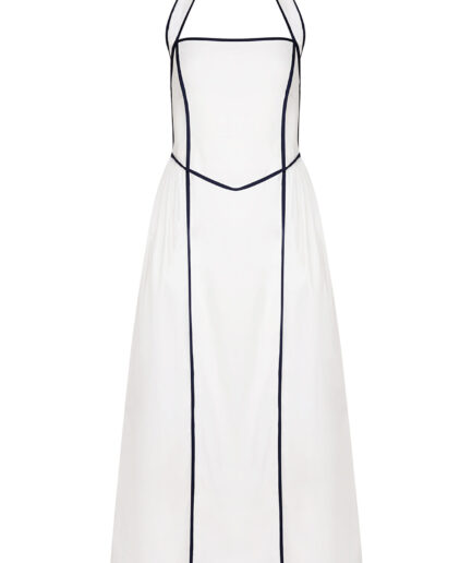 ALMYRA DRESS WHITE/BLUE MIDI
